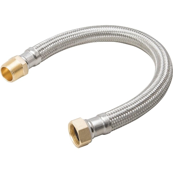 B & K 3/4 in. MIP x 3/4 in. FIP x 18 in. L Braided Stainless Steel Water Heater Connector 496-237 - main